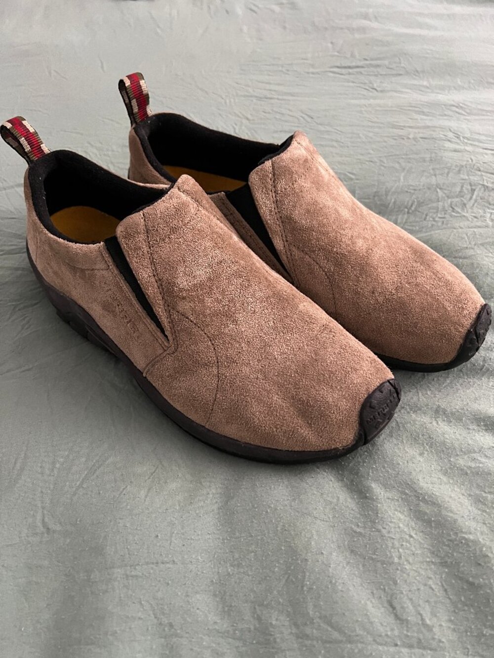 Merrell Jungle Moc Womens 9 Taupe Suede Slip On Comfort Walking Shoes Gorpcore